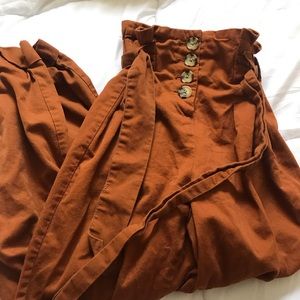 High waisted paper bag pants